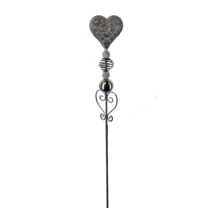 Pflanzenstecker - Herz - grau - aus Metall - ca. 100 x 9 cm