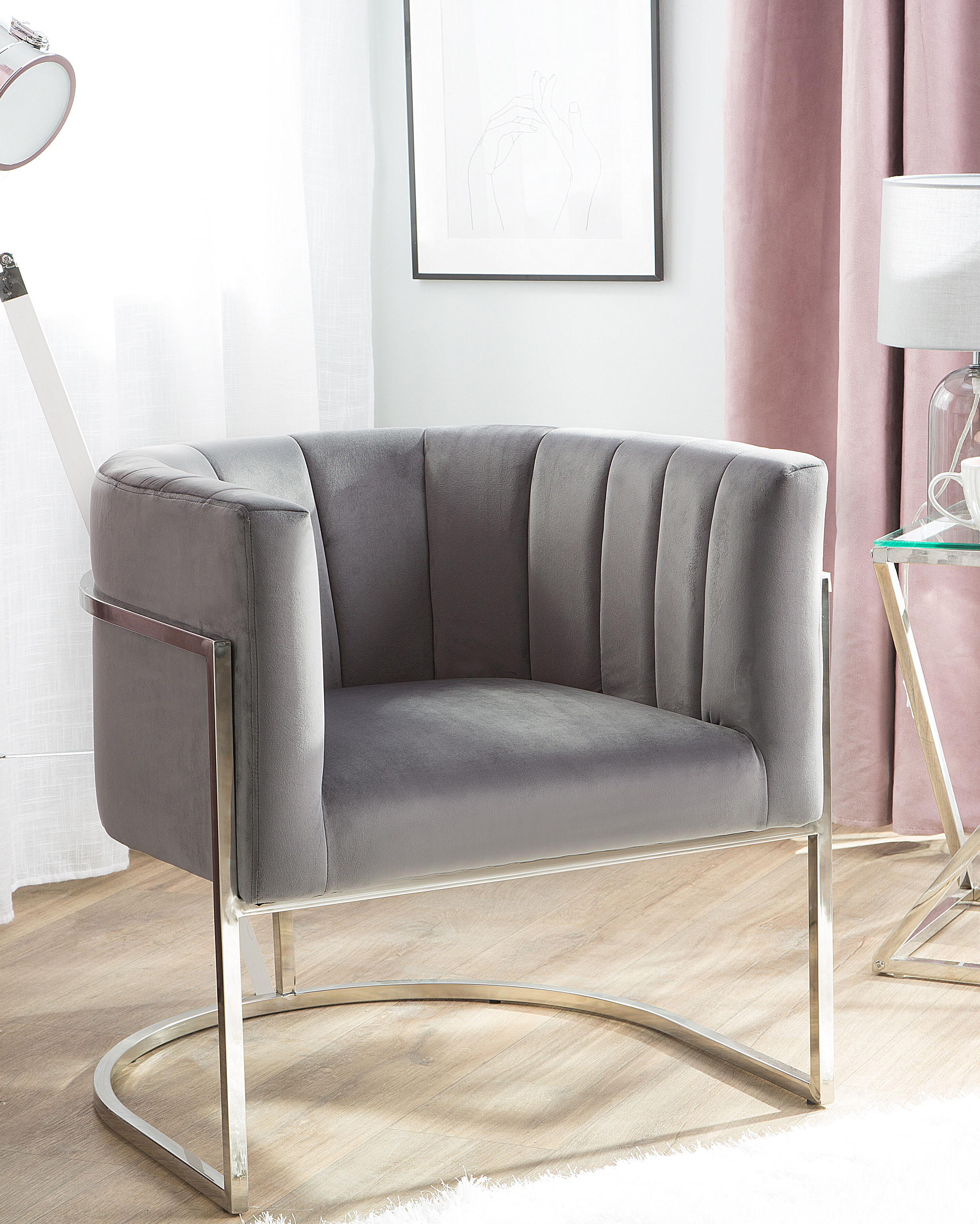 Fauteuil LARVIK Fluweel Grijs