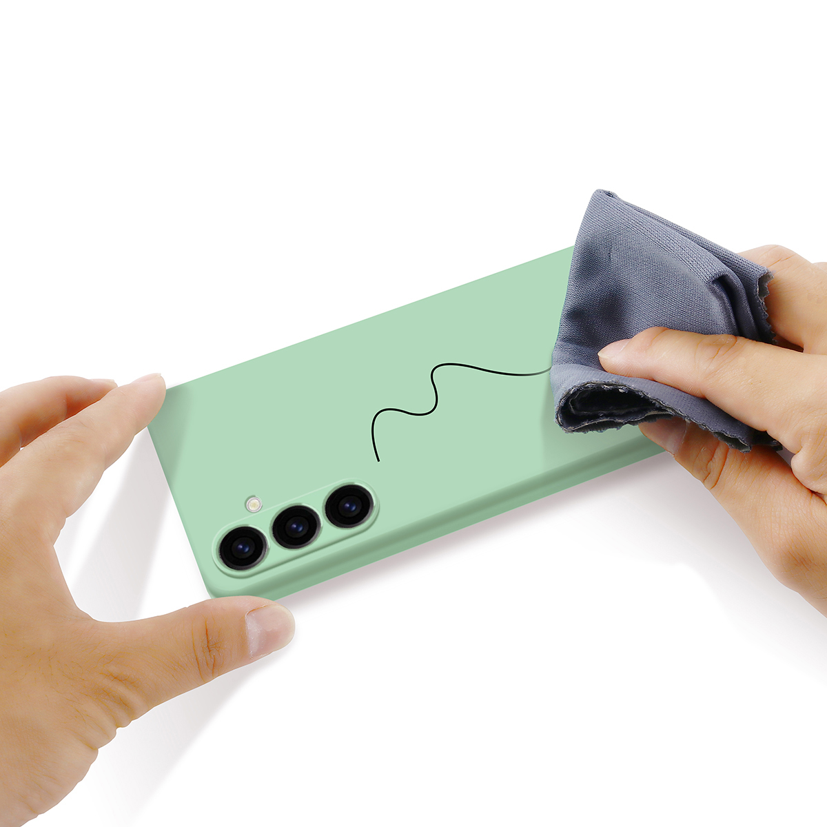 Samsung Galaxy S24 FE Silikon Case Hülle mit Kameraschutz   Handschlaufe - Türkis