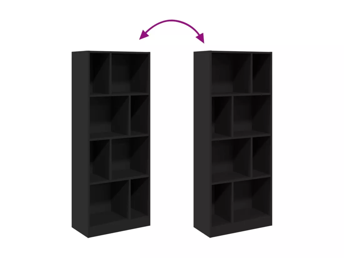 Bibliothèque noir 57x28,5x141 cm bois d'ingénierie