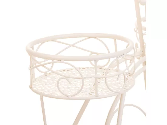 Vélo pour 3 pots en fer forgé blanc 72x25x45h cm