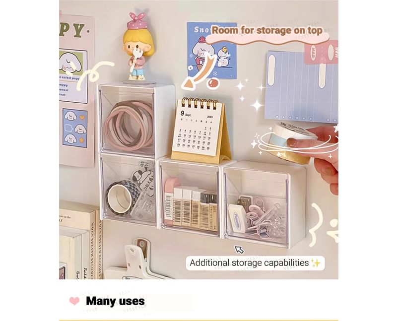 Yunikon - Zelfklevende vierkante plastic wandorganizer / set