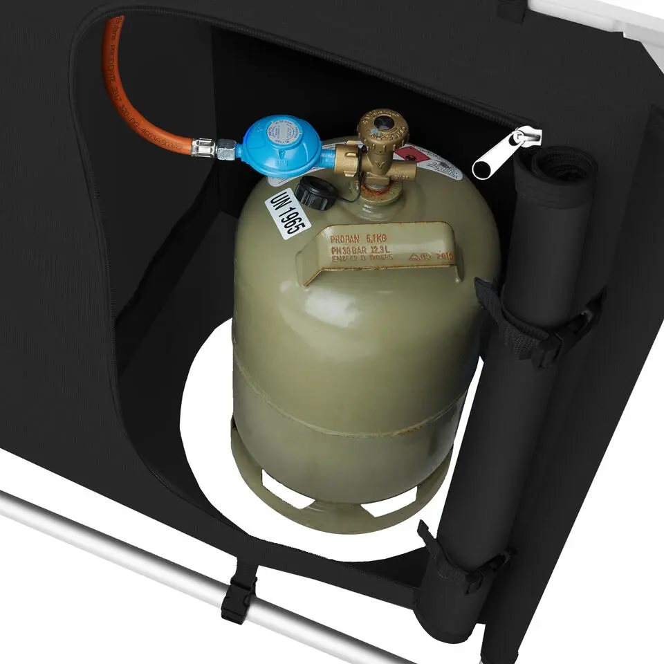 tectake - Campingkeuken 116x52x107cm, Zwart