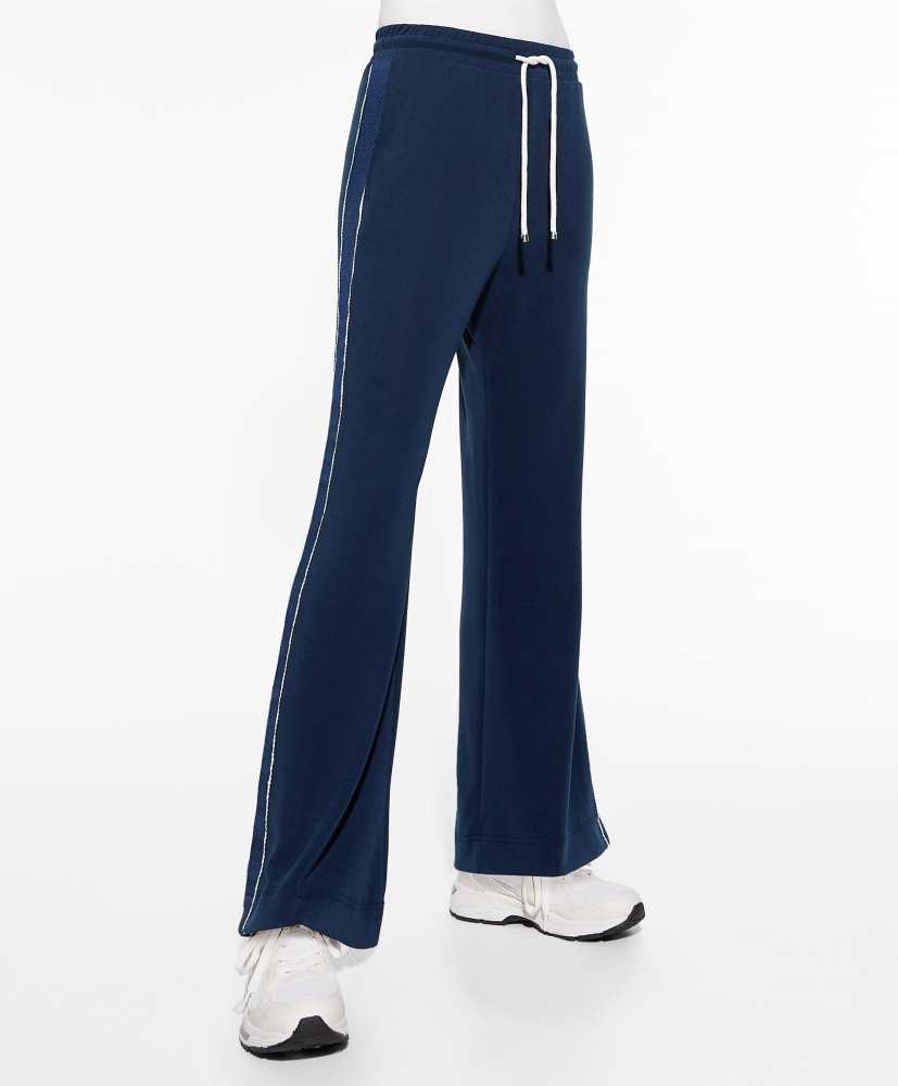 Calça flare em modal com aplique lateral