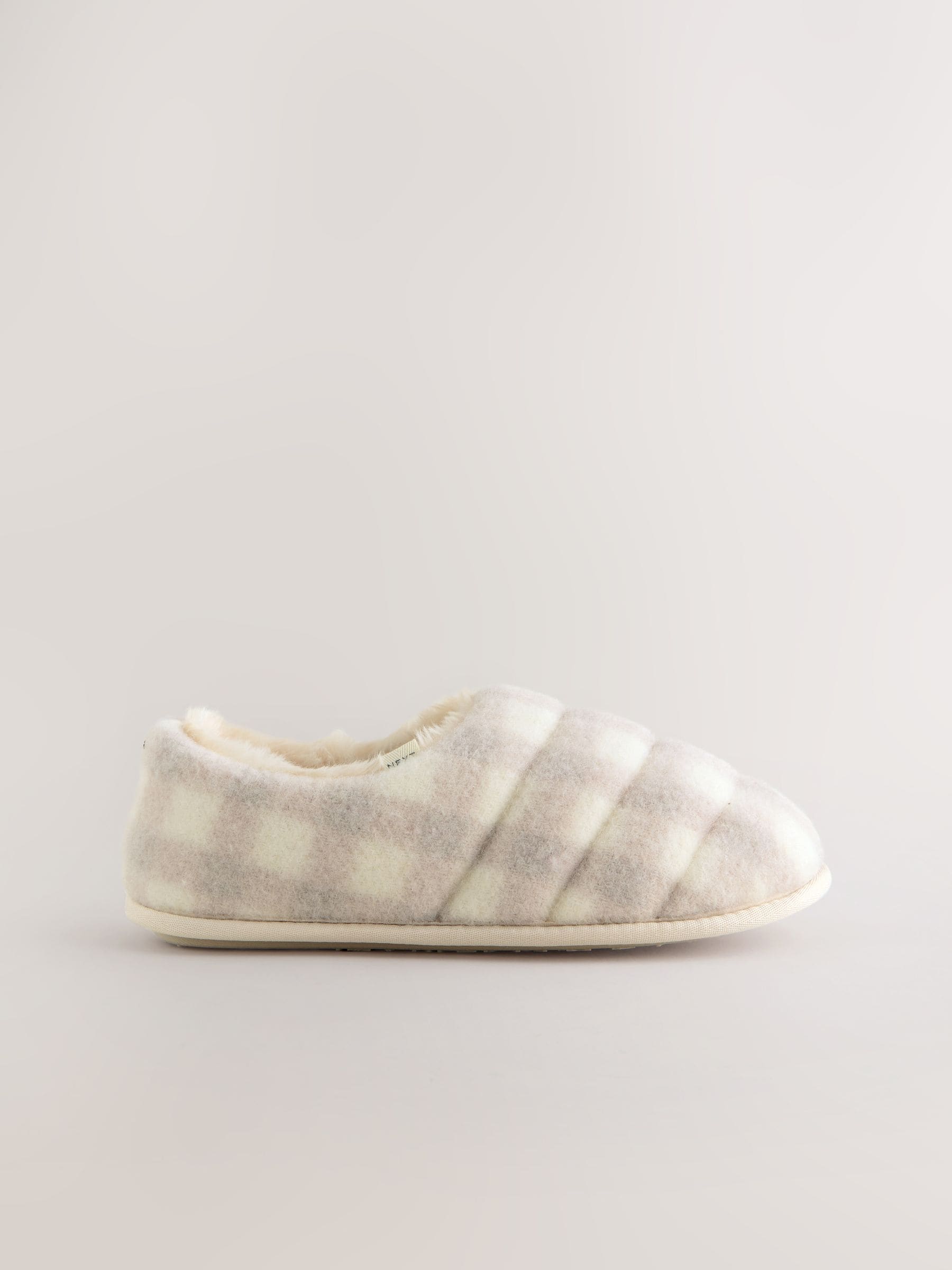 Neutraal geruit - Quilted Faux Fur Shoot Slippers