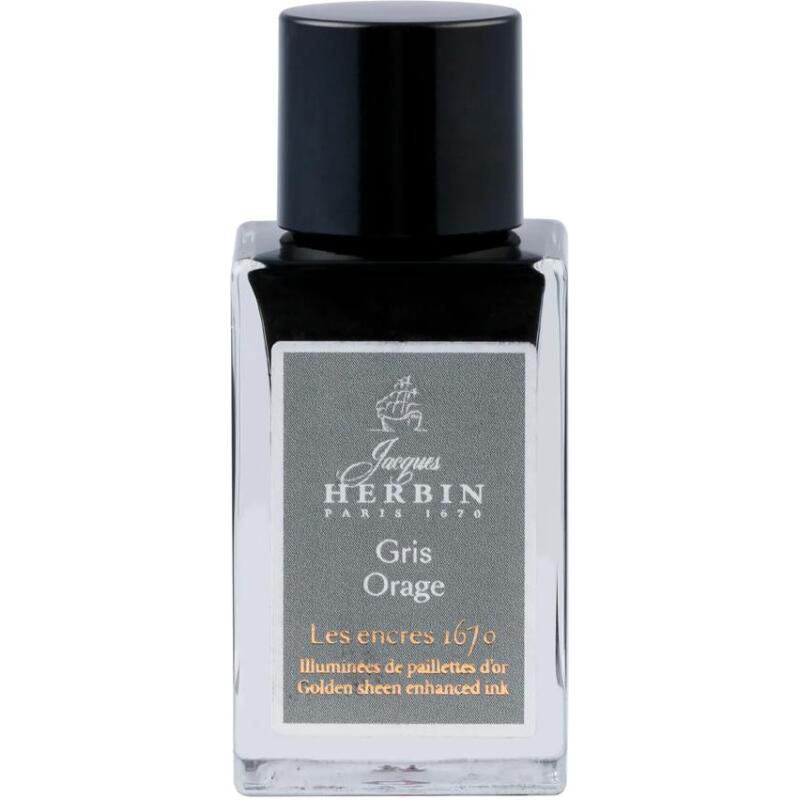 Encre 1670 à paillettes dorées 15ml - Gris orage
