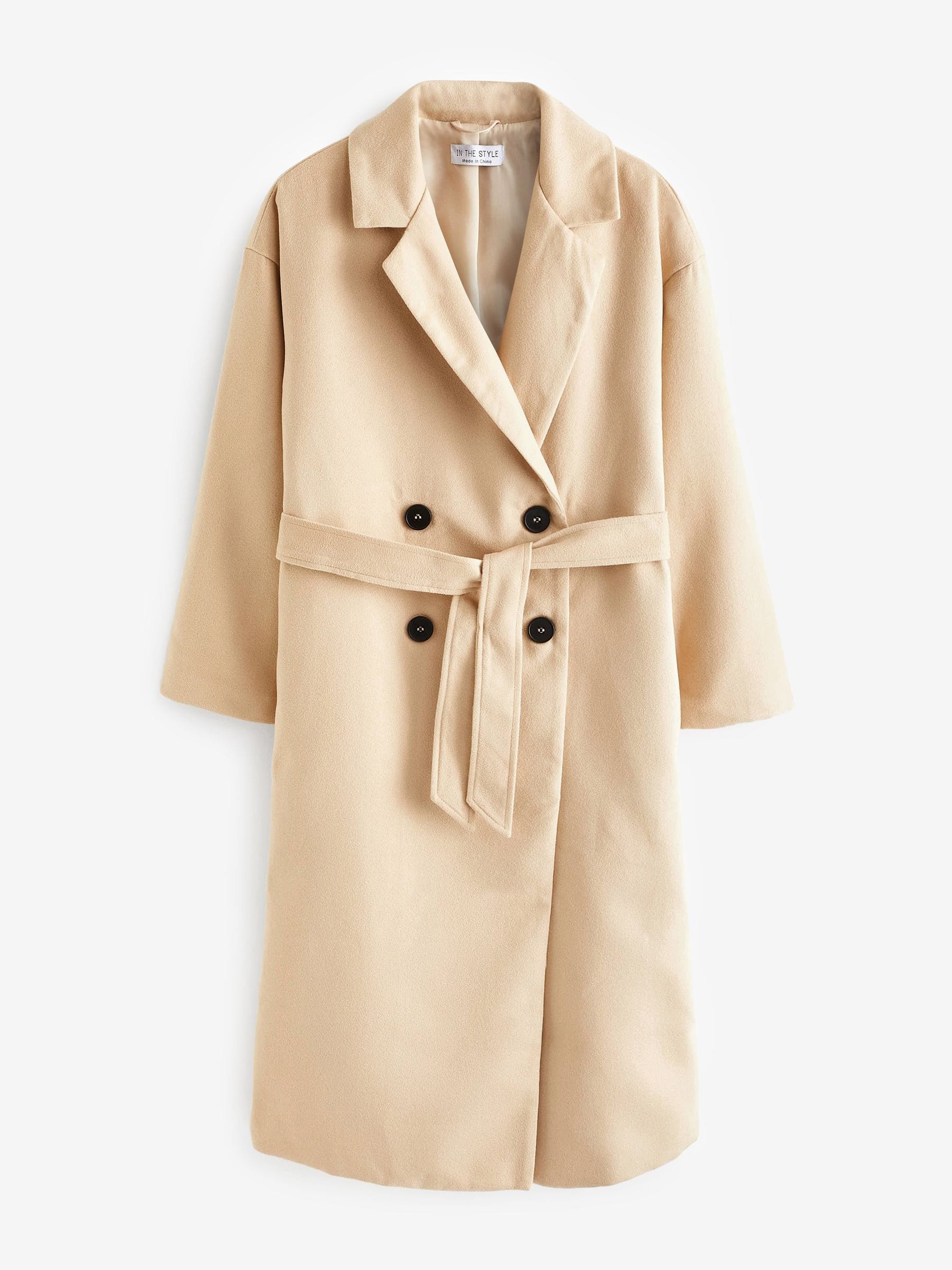 In The Style - Jac Jossa - Lange jas van imitatiewol met riem