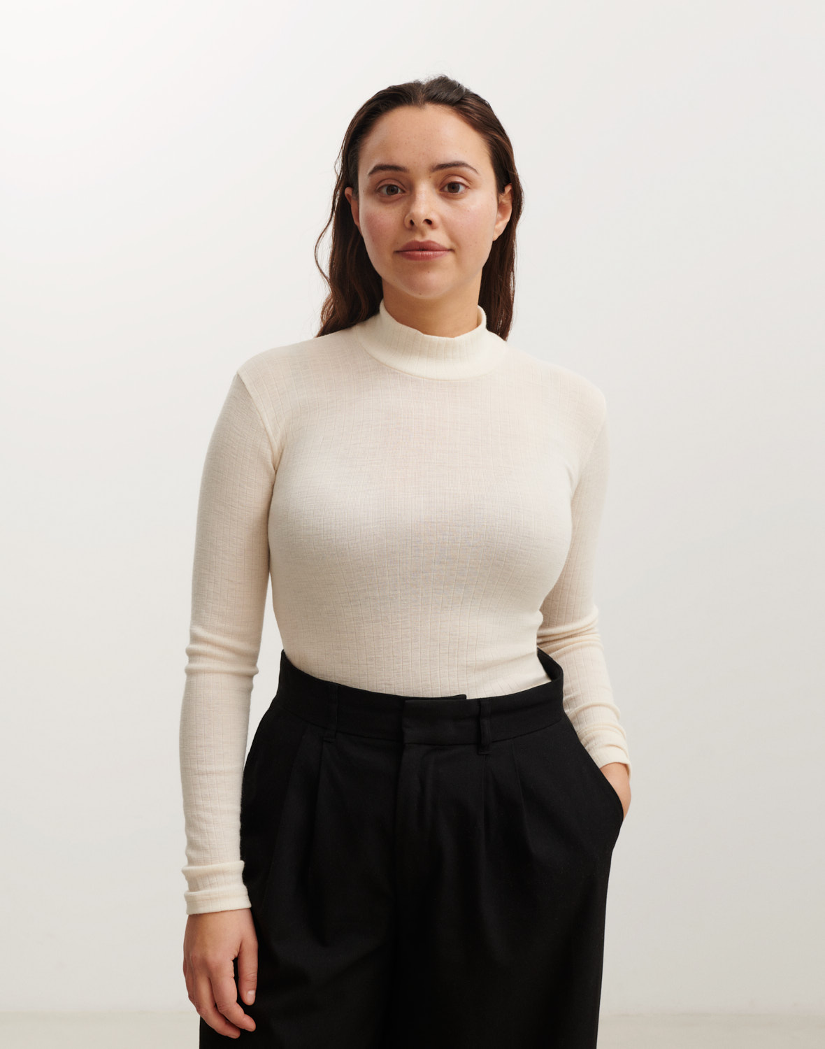 Shirt met hoge hals van merinowol voor dames