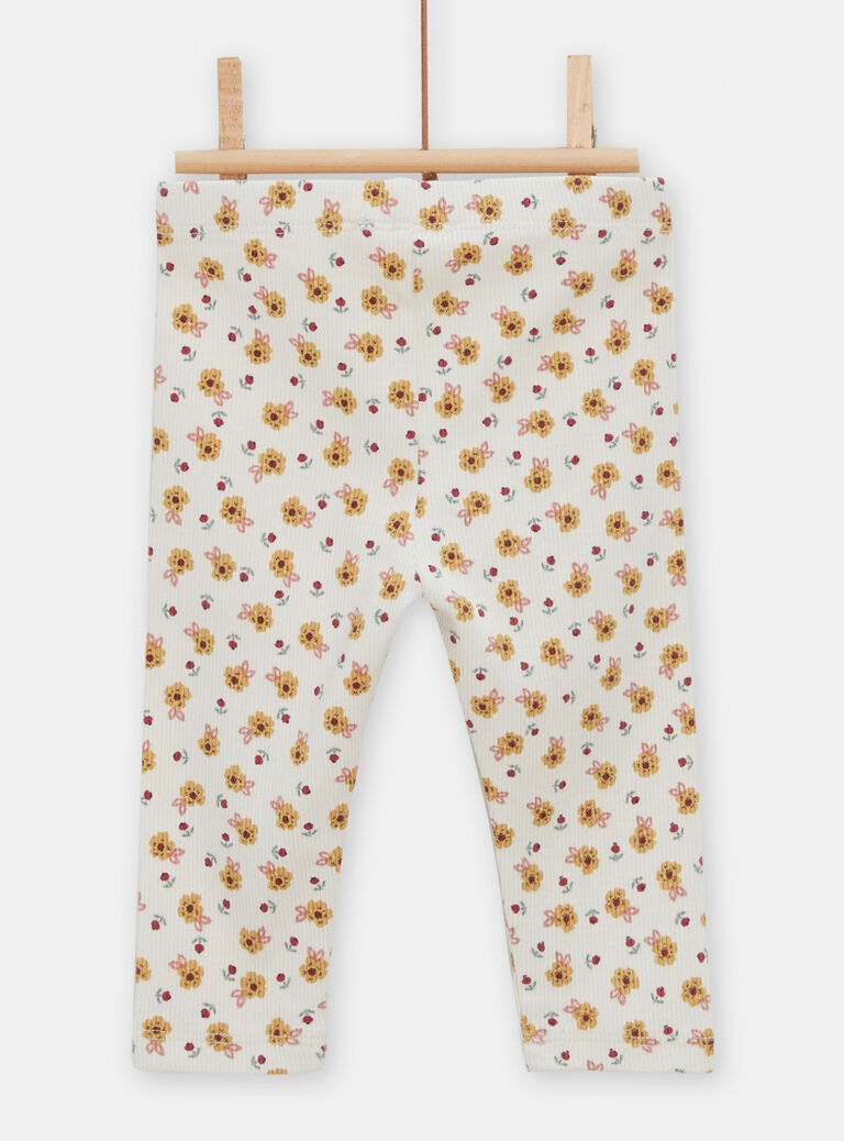 Legging côtelé à motif fleuri pour bébé fille
