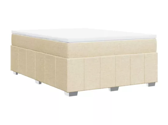 Sommier à lattes de lit avec matelas Crème 160x200 cm Tissu