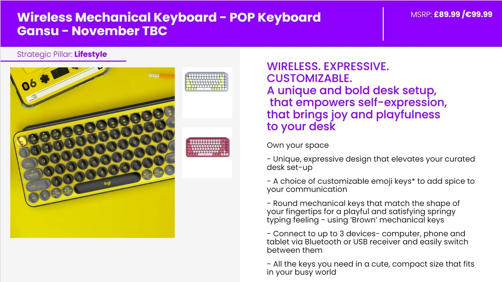 Logitech - POP Keys Wireless Keyboard, Heartbraker Rose (Nordic)
