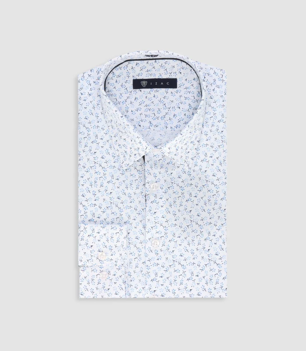 Chemise slim à imprimé floral bleu MADECOUT