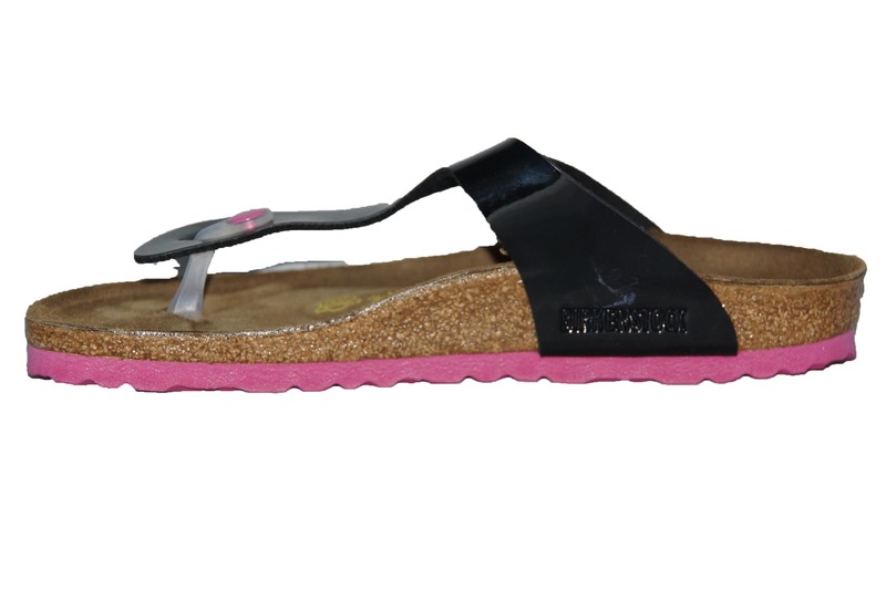 Birkenstock Gizeh Smal Schwarz Lack roze zool