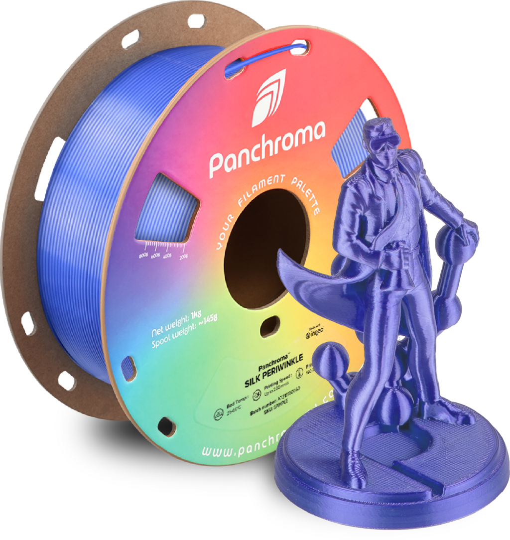 Polymaker  Panchroma™ PLA Silk Periwinkle, 1,75 mm / 1000 g    Der Glanz der Eleganz in Periwinkle