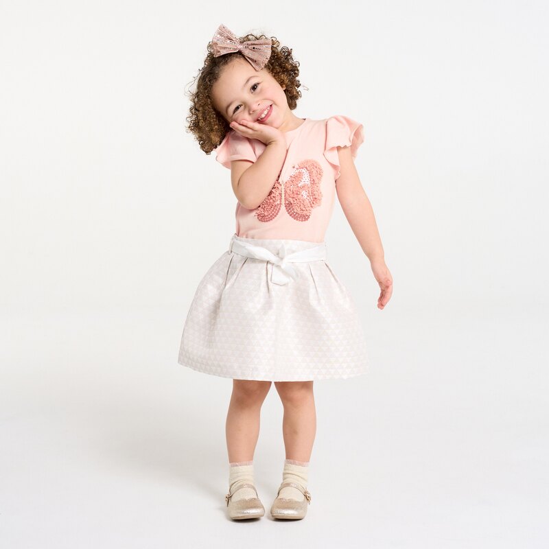 T-shirt sequins papillon rose bébé fille Rose