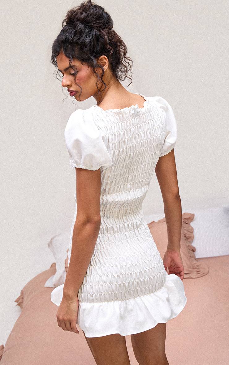 Blanc Robe Moulante Froncée