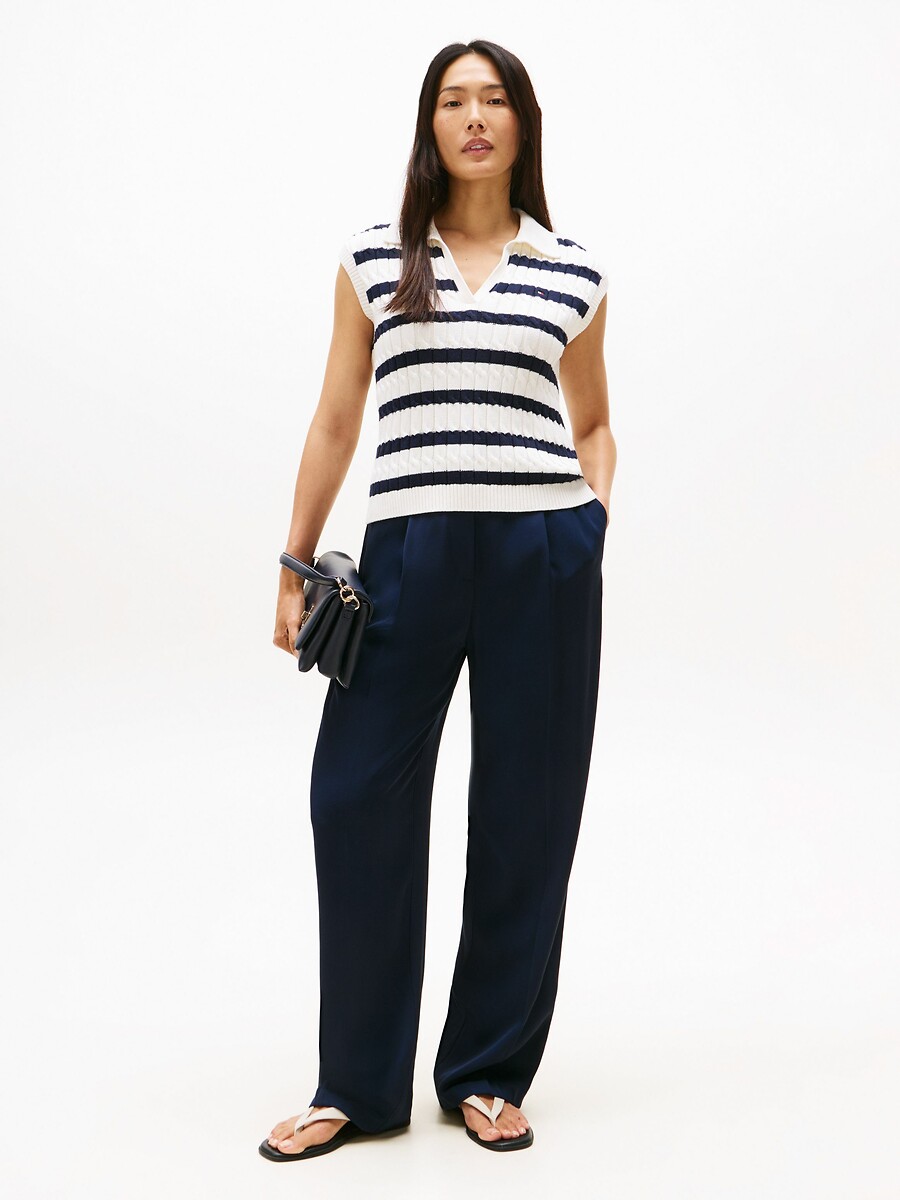 TOMMY HILFIGER<br>Calças retas com pregas