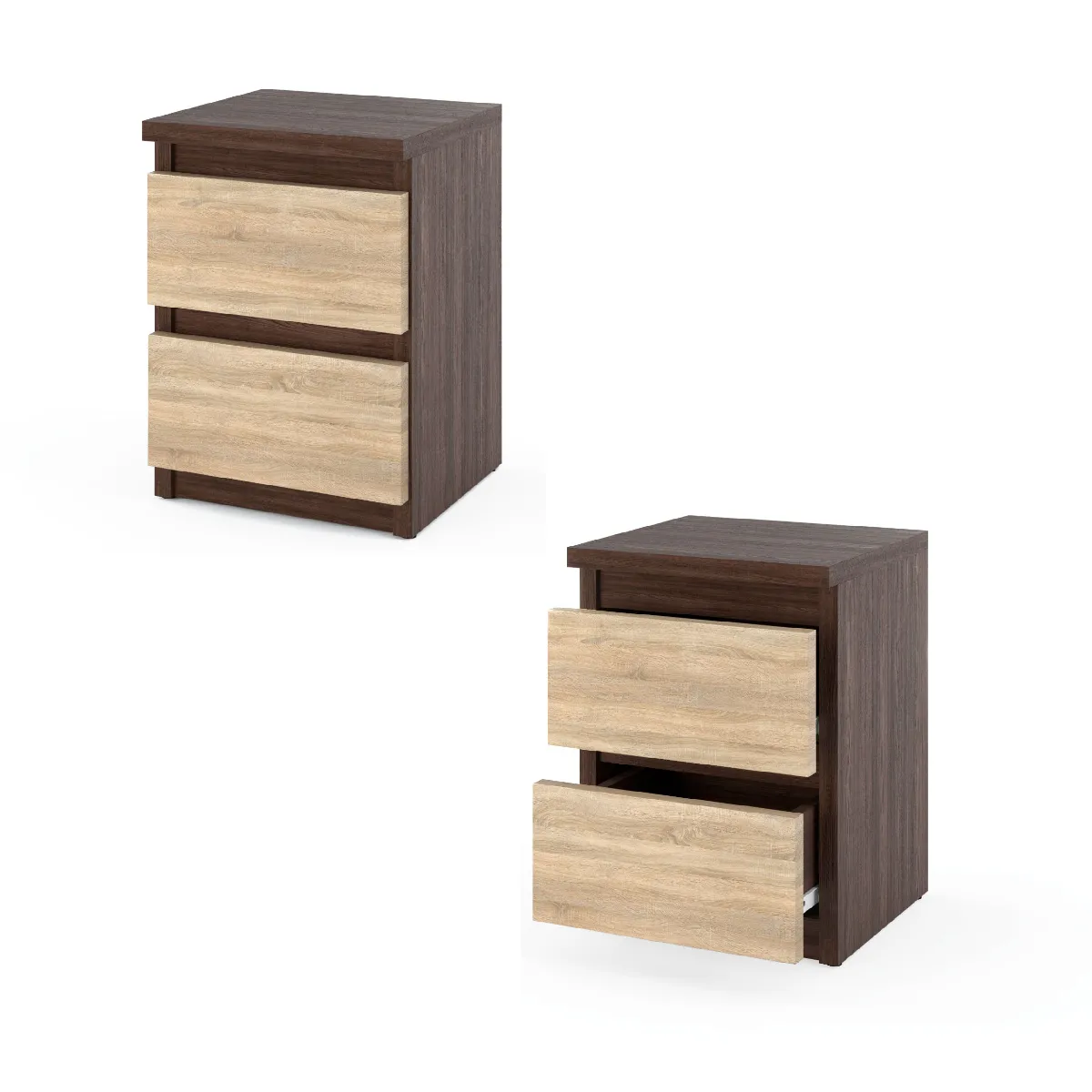 Other Brands Table de Chevet 2 Tiroirs - Wenge/Sonoma