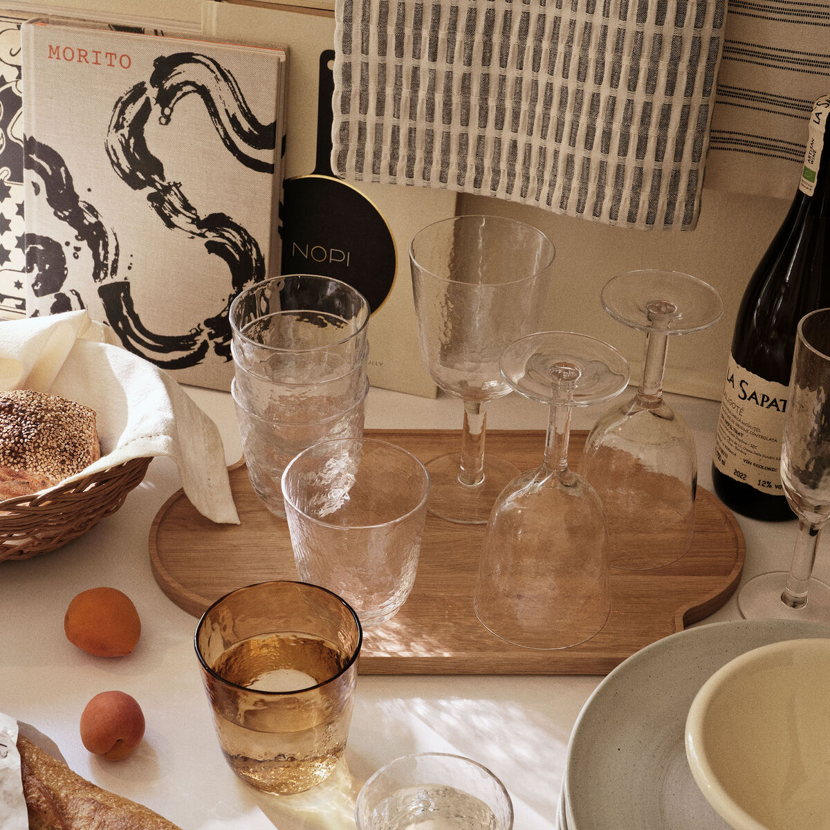 Hamret rødvinsglass, klart