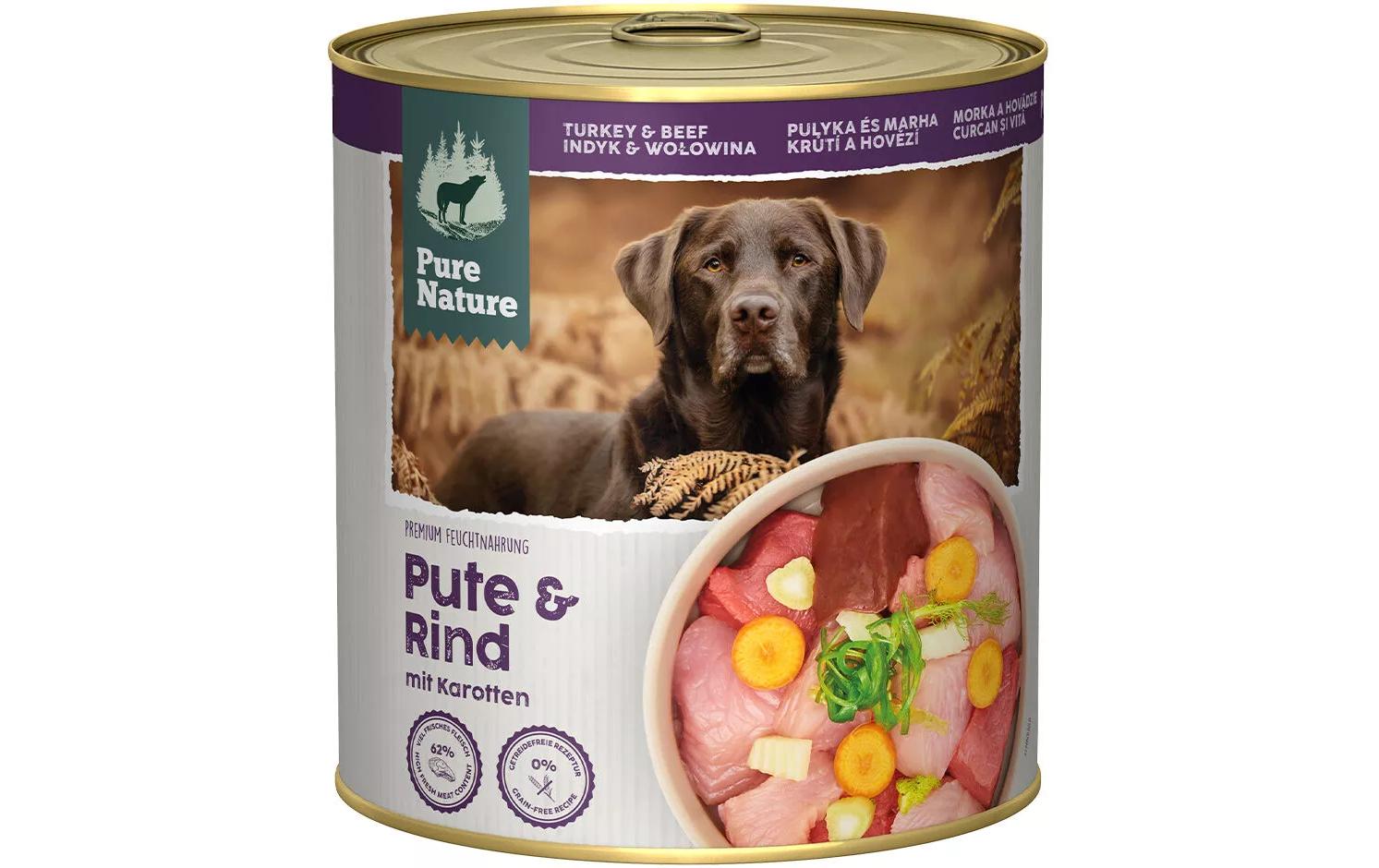 Nassfutter Pute&Rind, 800 gAlleinfuttermittel für ausgewachsene Hunde