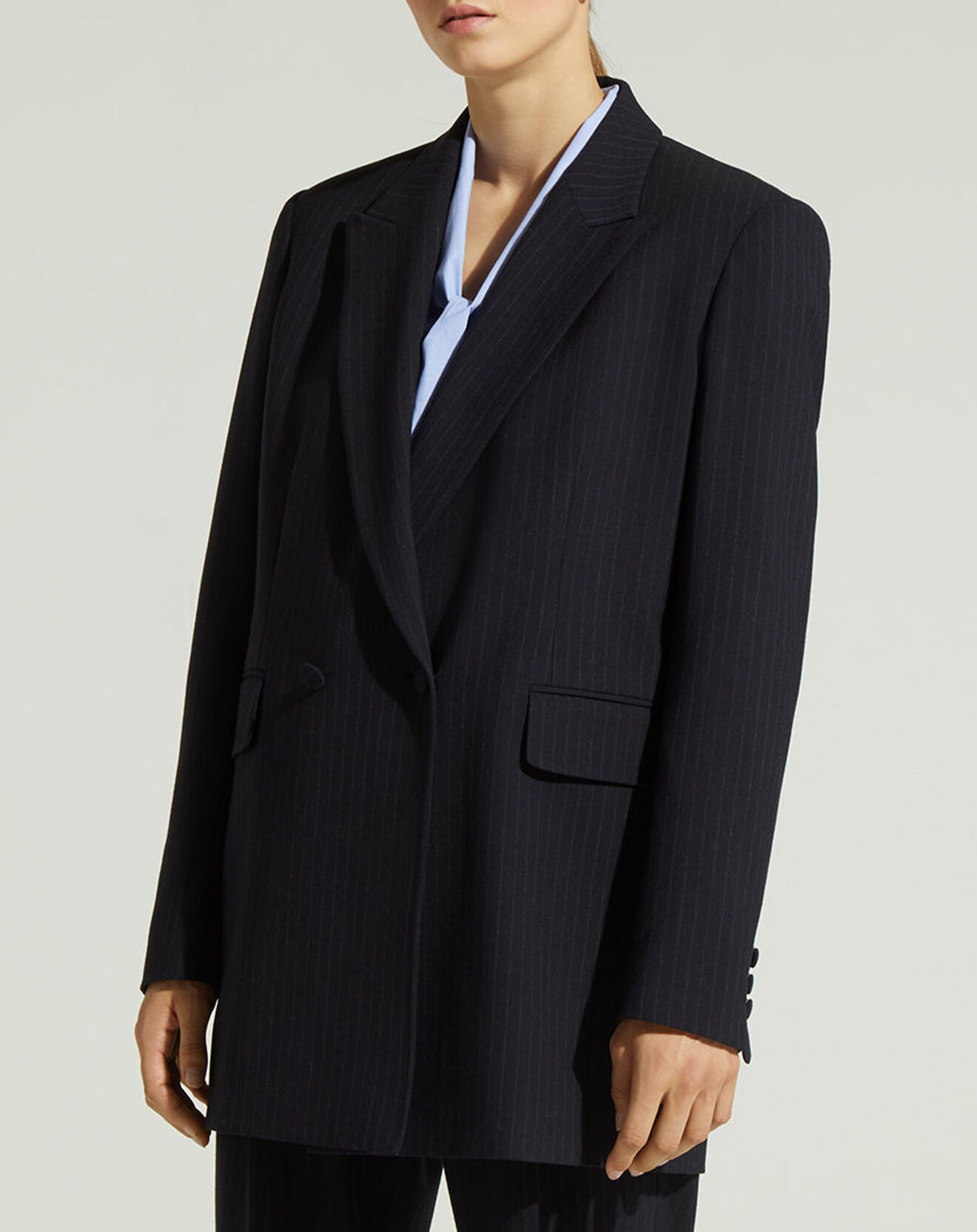 Jodhpur Veste en Laine mélangée pang rayée bleue