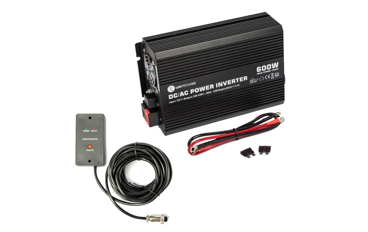 Solarladeregler WS12/600SI 600 W / 1200 W 12 V<br>Kompakter Spannungswandler mit reiner Sinuswelle zur Versorgung von 230 V Wechselstrom Verbrauchern
