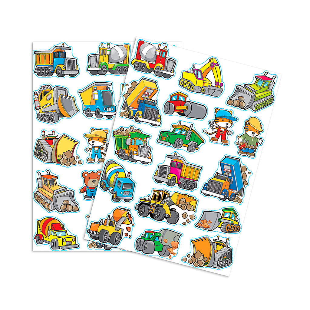 Planche de gommettes engins chantier 16.5x30cm