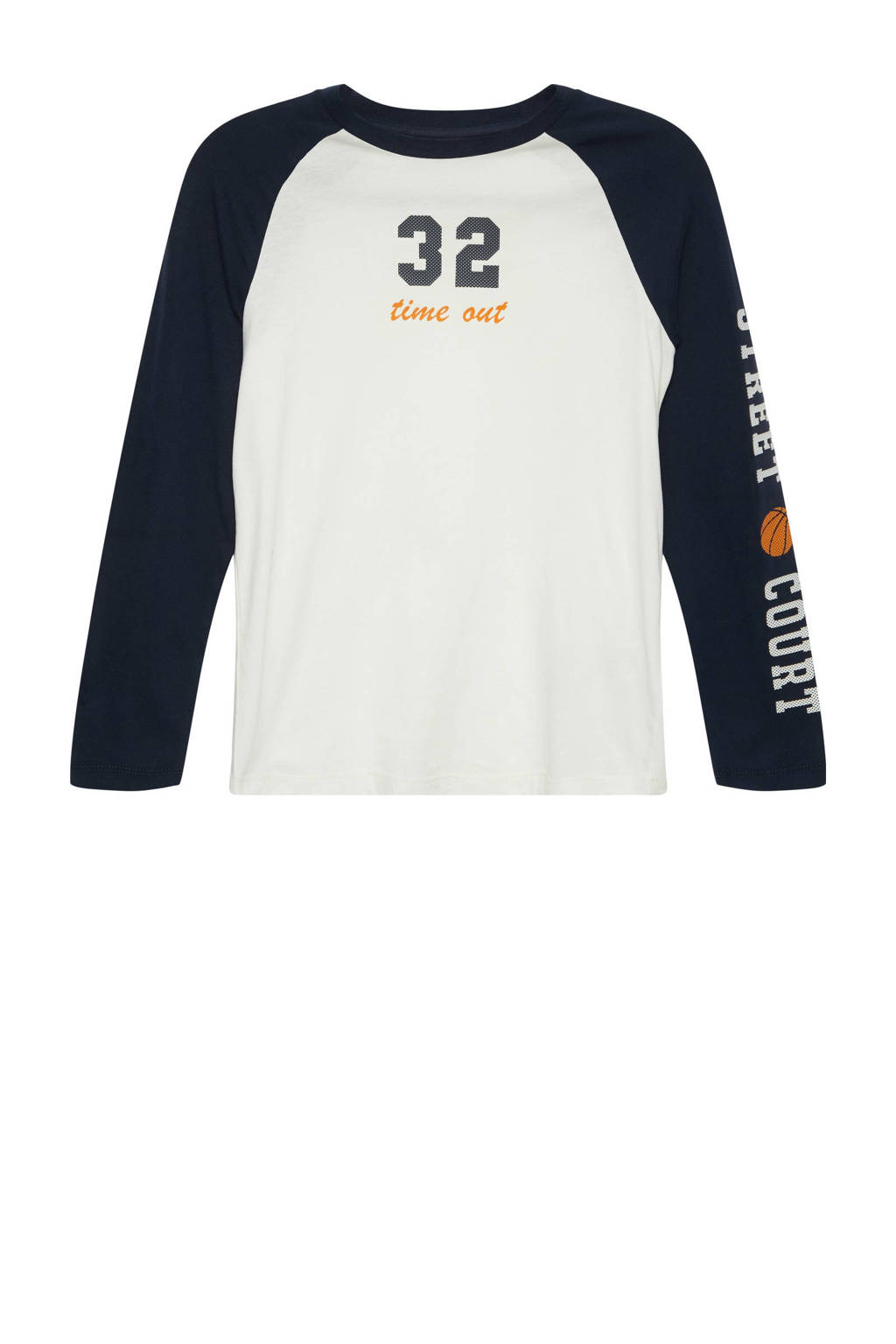 s.Oliver longsleeve met printopdruk wit/donkerblauw