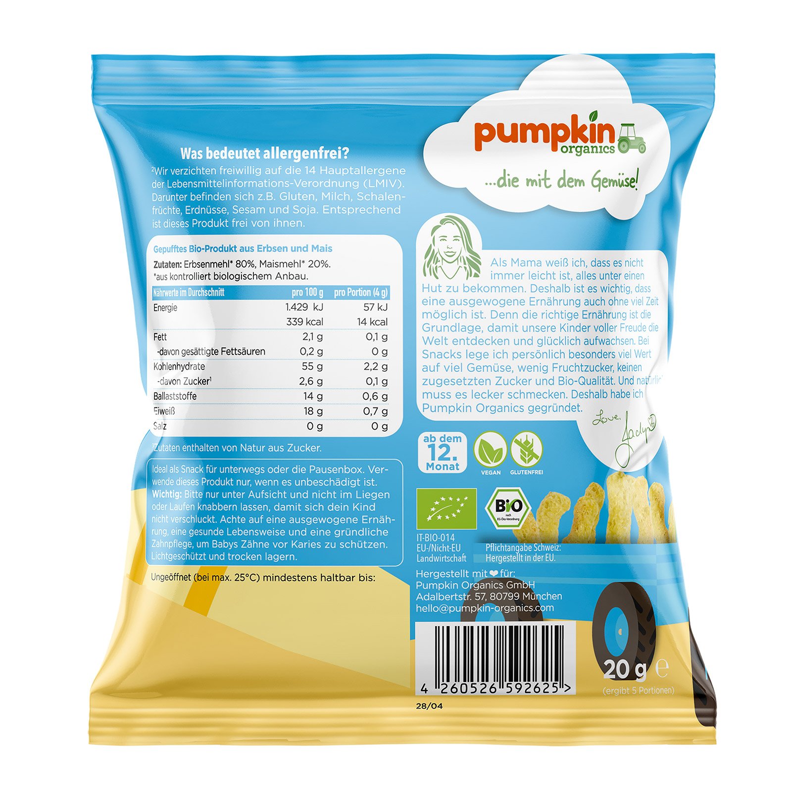 Pumpkin Organics Bio Erbsen Puffs