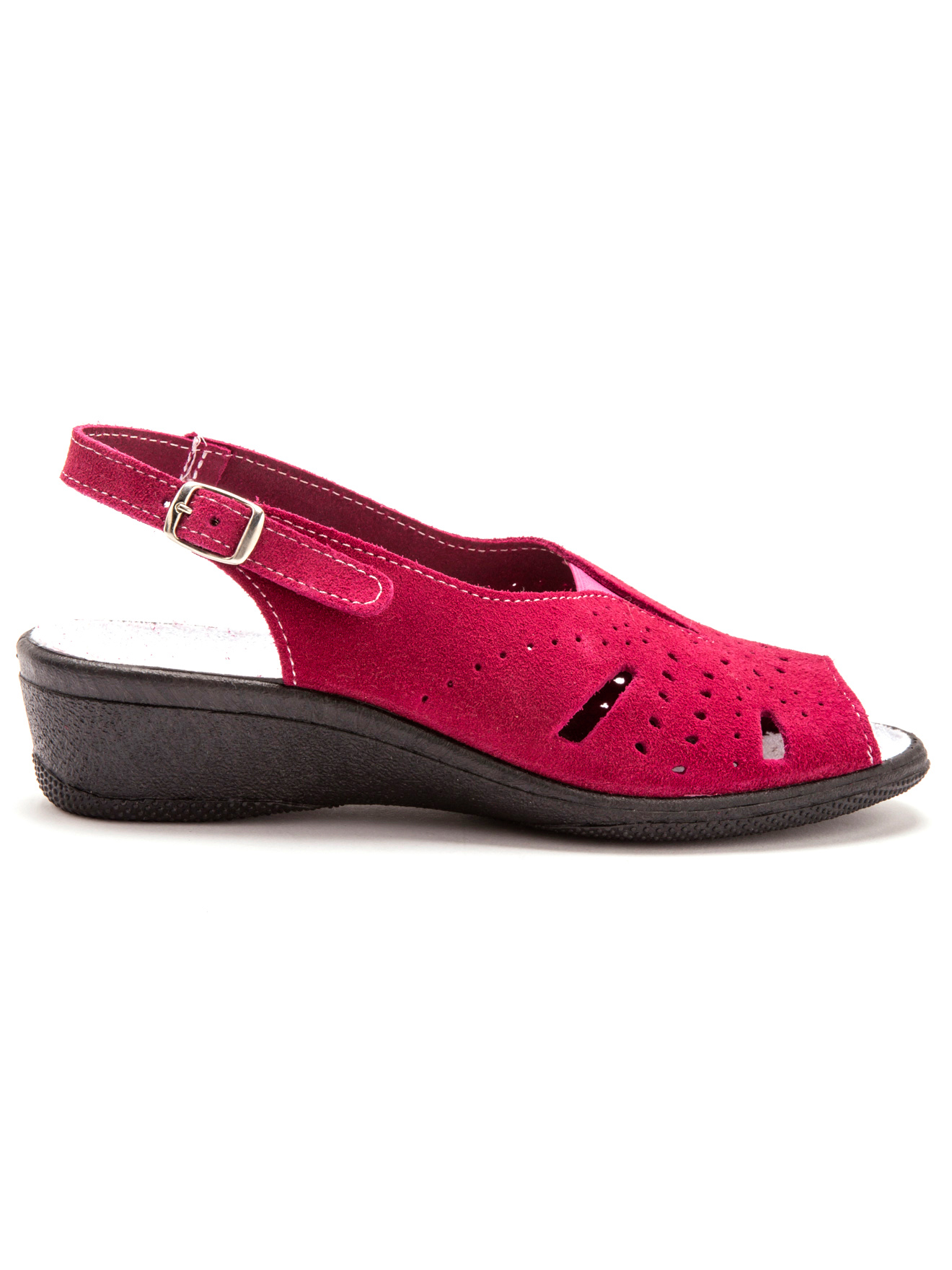 Sandales cuir velours grande largeur