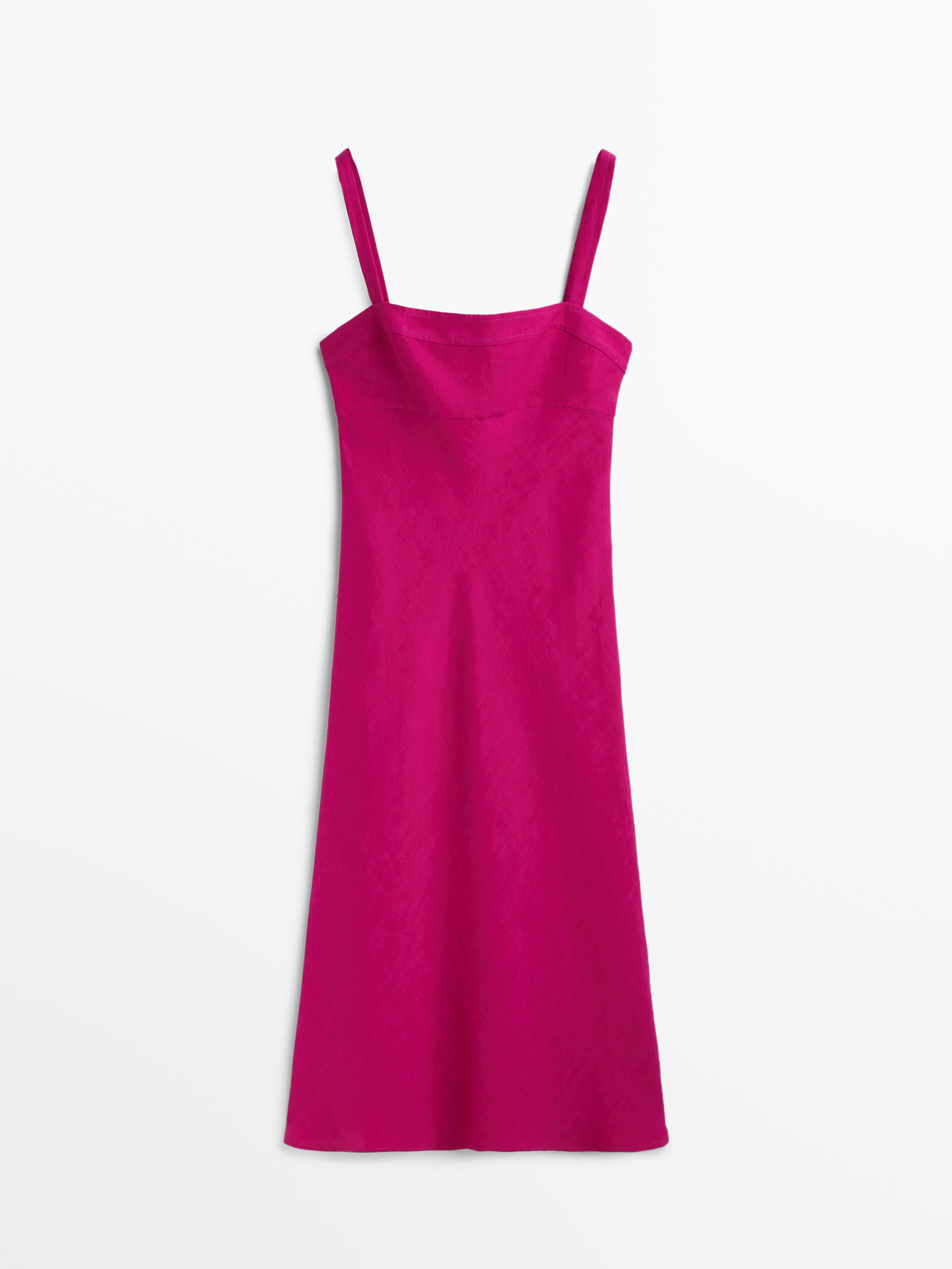 Vestido midi com laços de linho - Buganvilla