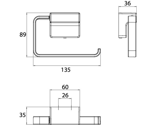 Papierrolhouder zonder deksel Emco Cue chroom 320000101