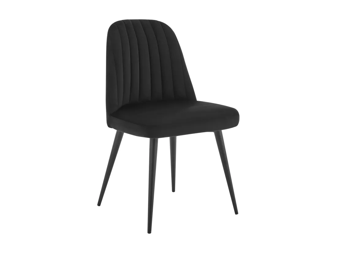 Lot de 2 chaises en velours et métal - Noir - ELEANA