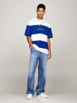 Camisa de rugby listrada de manga curta oversized