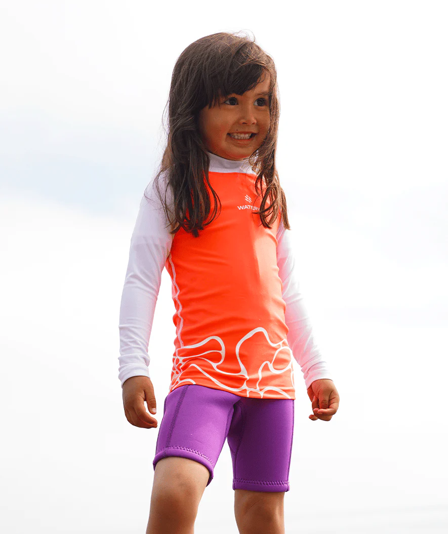 Watery UV-trøje til børn - Chilton Langærmet Rashguard - Lyserød/hvid