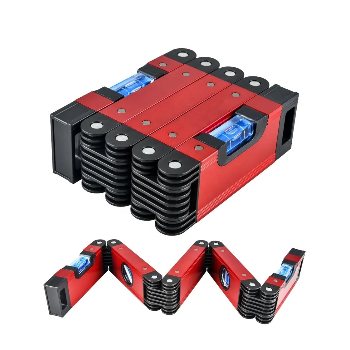 (72cm) Faltbare Aluminium Wasserwaage Magnetische Richtwaage Heimwerker Zubehör - Rot