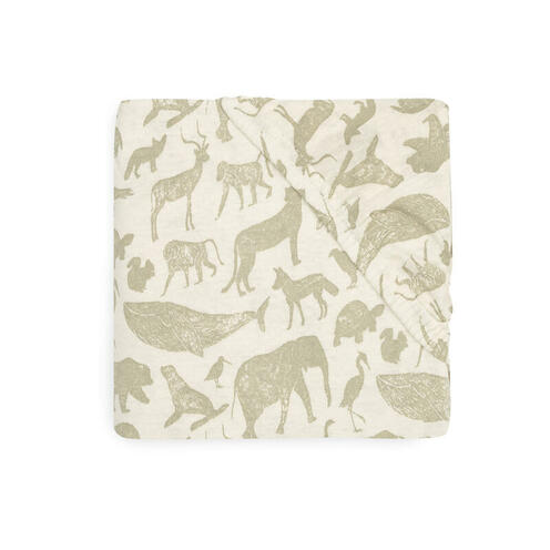 Drap-Housse Jersey 40/50x80/90 cm Animals Olive Green - JOLLEIN