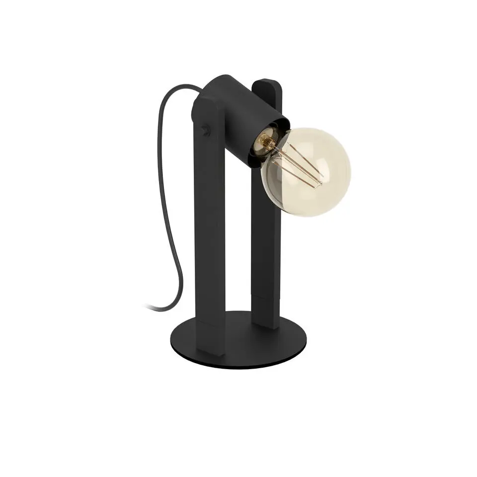EGLO Plimsoll Tafellamp - E27 - 25,5 cm - Zwart - Hout