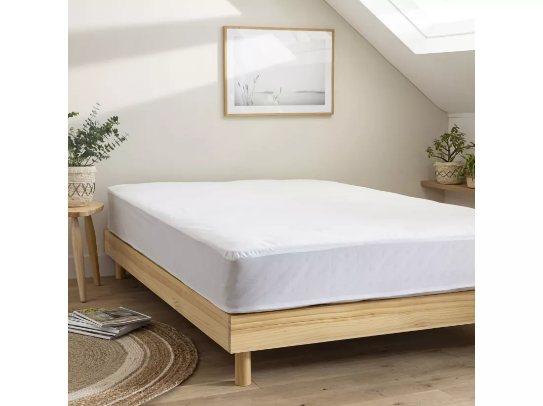 Protège matelas molleton 100% coton bio - bonnet 27 cm 120x200