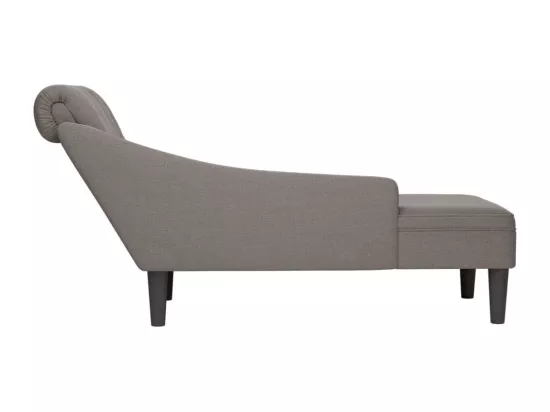 Fauteuil long avec coussin et accoudoir droit taupe tissu