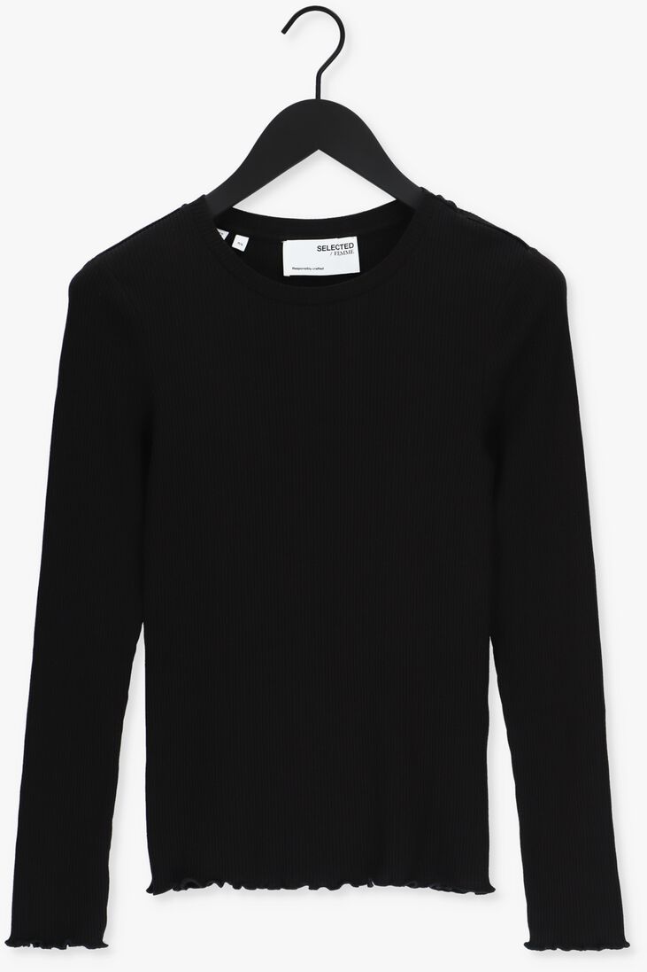 SELECTED FEMME zwarte selected femme t-shirt anna ls crew neck tee