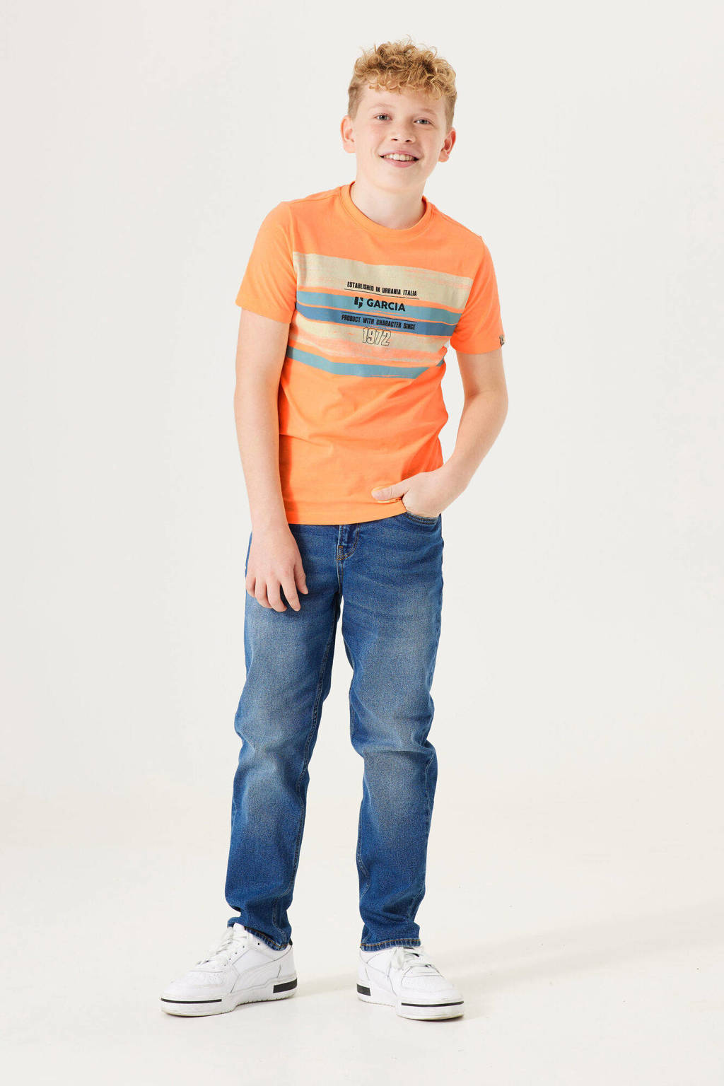 Garcia T-shirt met printopdruk oranje