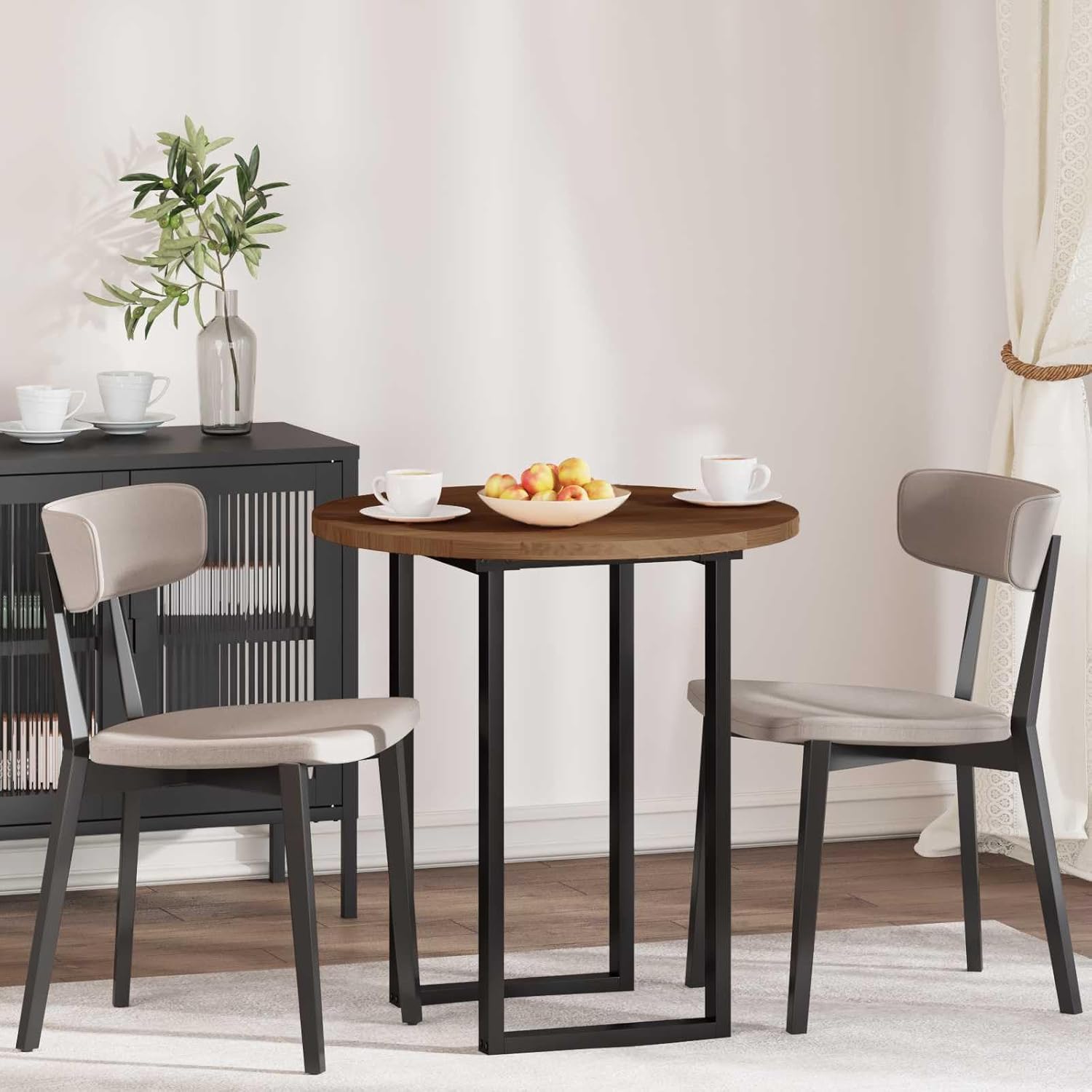 vidaXL Tischplatte Dunkelbraun Ø 80 x 2,5 cm Massivholz Eiche, Moderner runder Eichen-Tischplatte, wendbares Design, stylische Essfläche, praktisches Möbel für Wohnzimmer