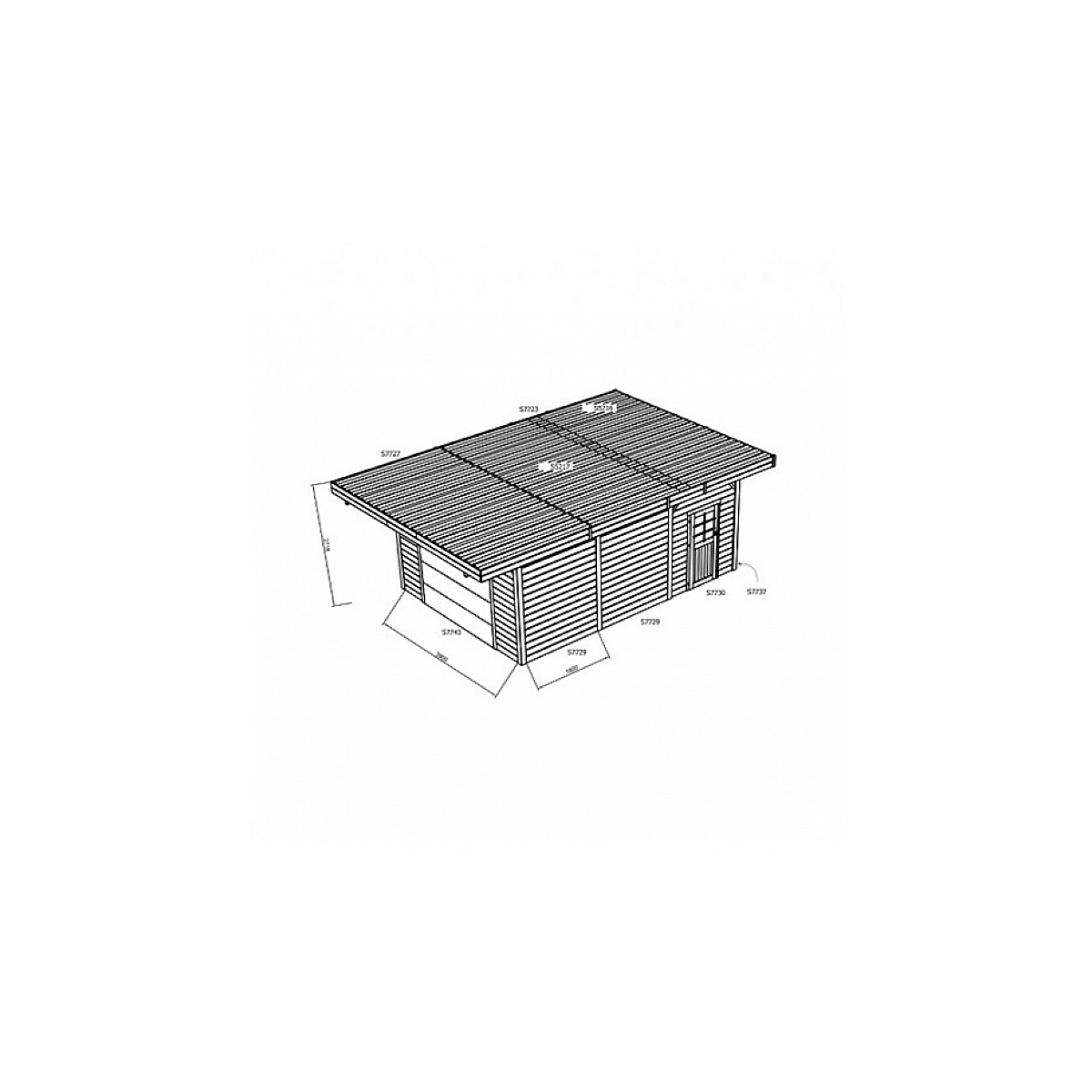 Carport superia toit plat 22,20 m² 706x506x253cm avec porte sectionnelle motorisée