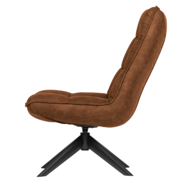 WOOOD fauteuil Jouke cognac leerlook polyester draaibaar