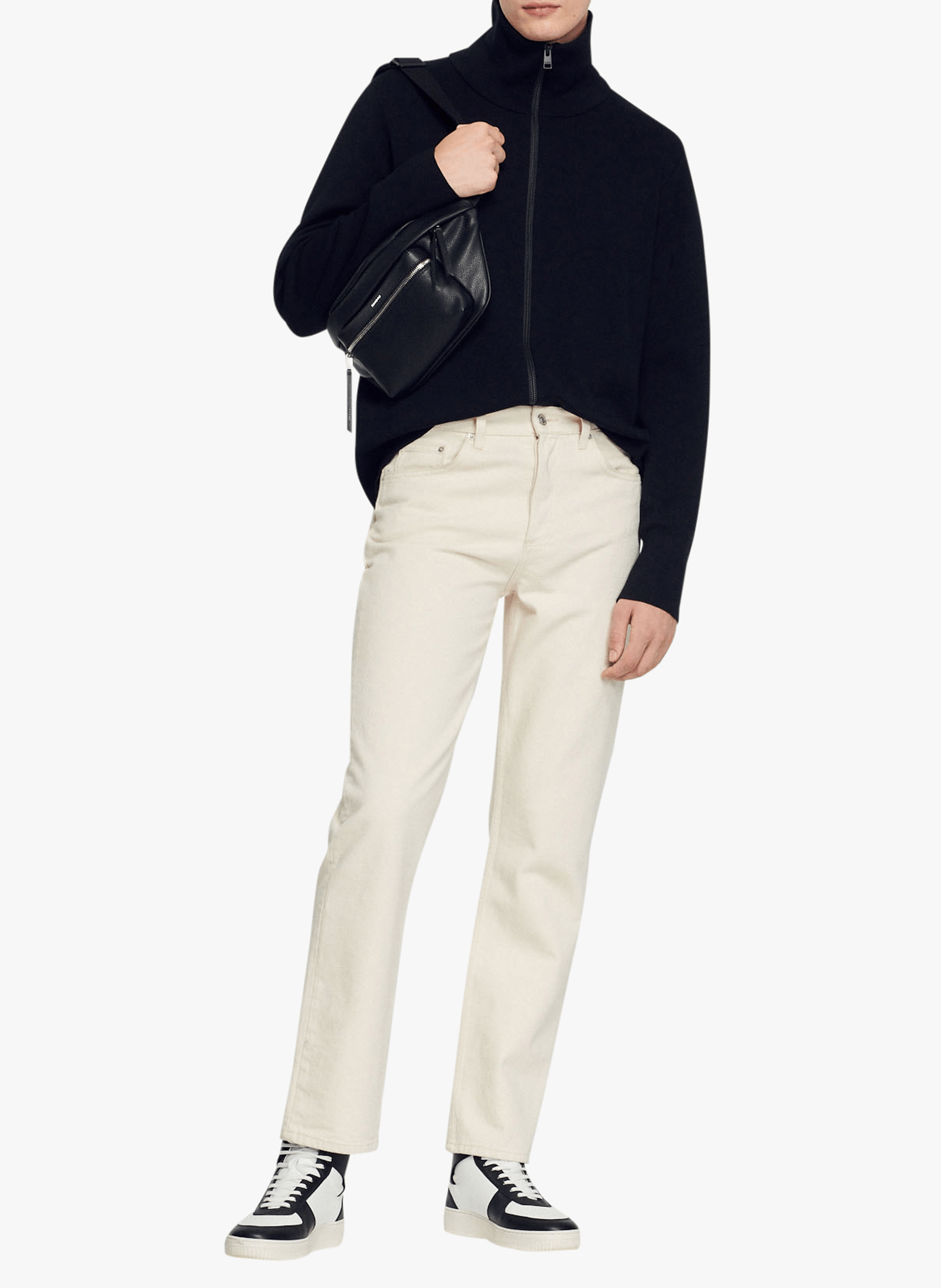 Gilet zippé en laine | Noir