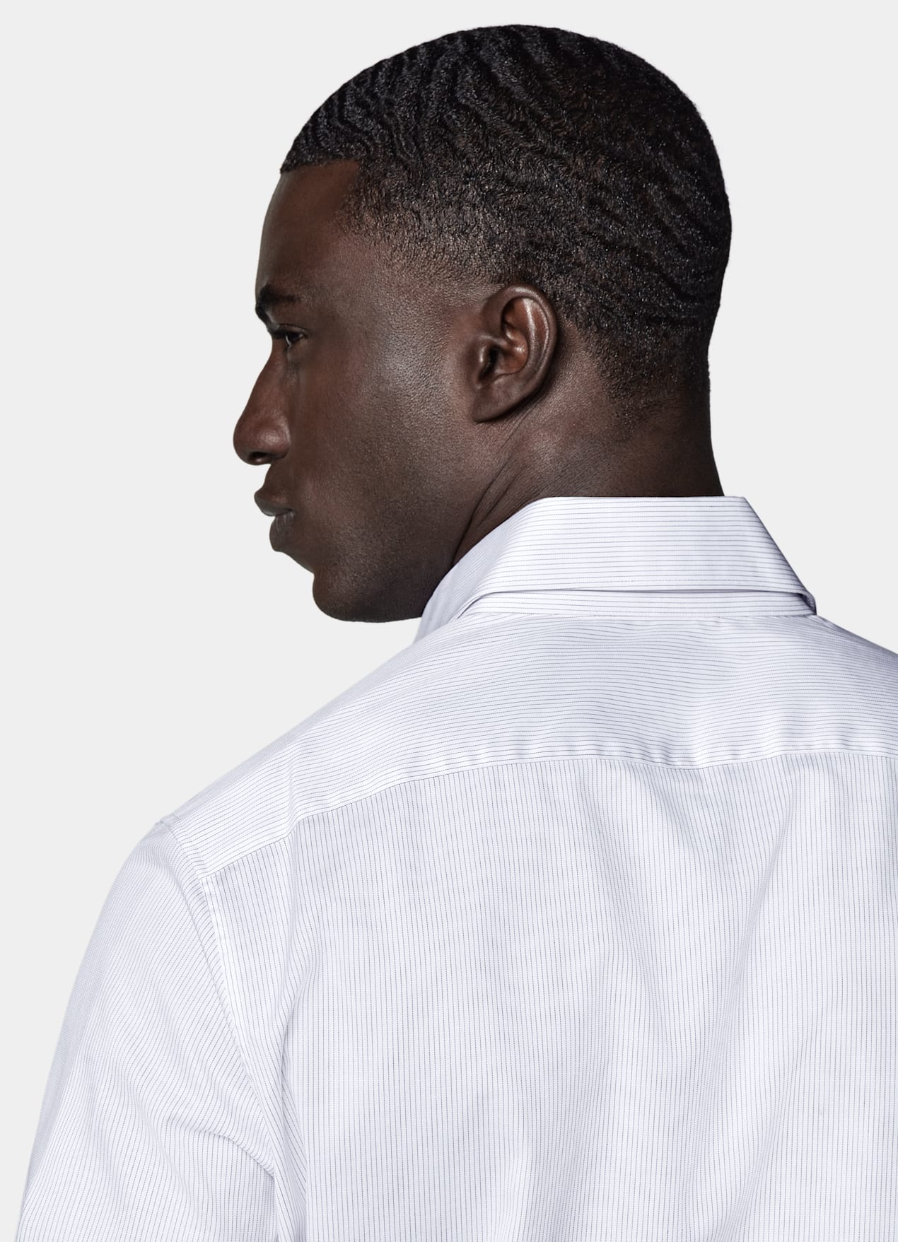 Chemise coupe ajustée en twill blanche à rayures