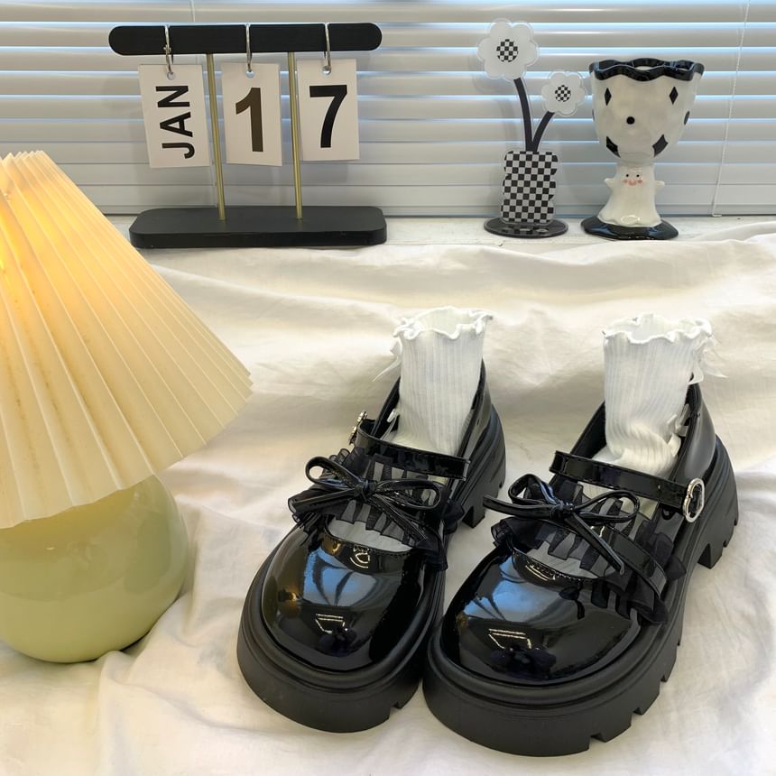 DURAC - Mary Jane-schoenen met imitatieleren plateauzool
