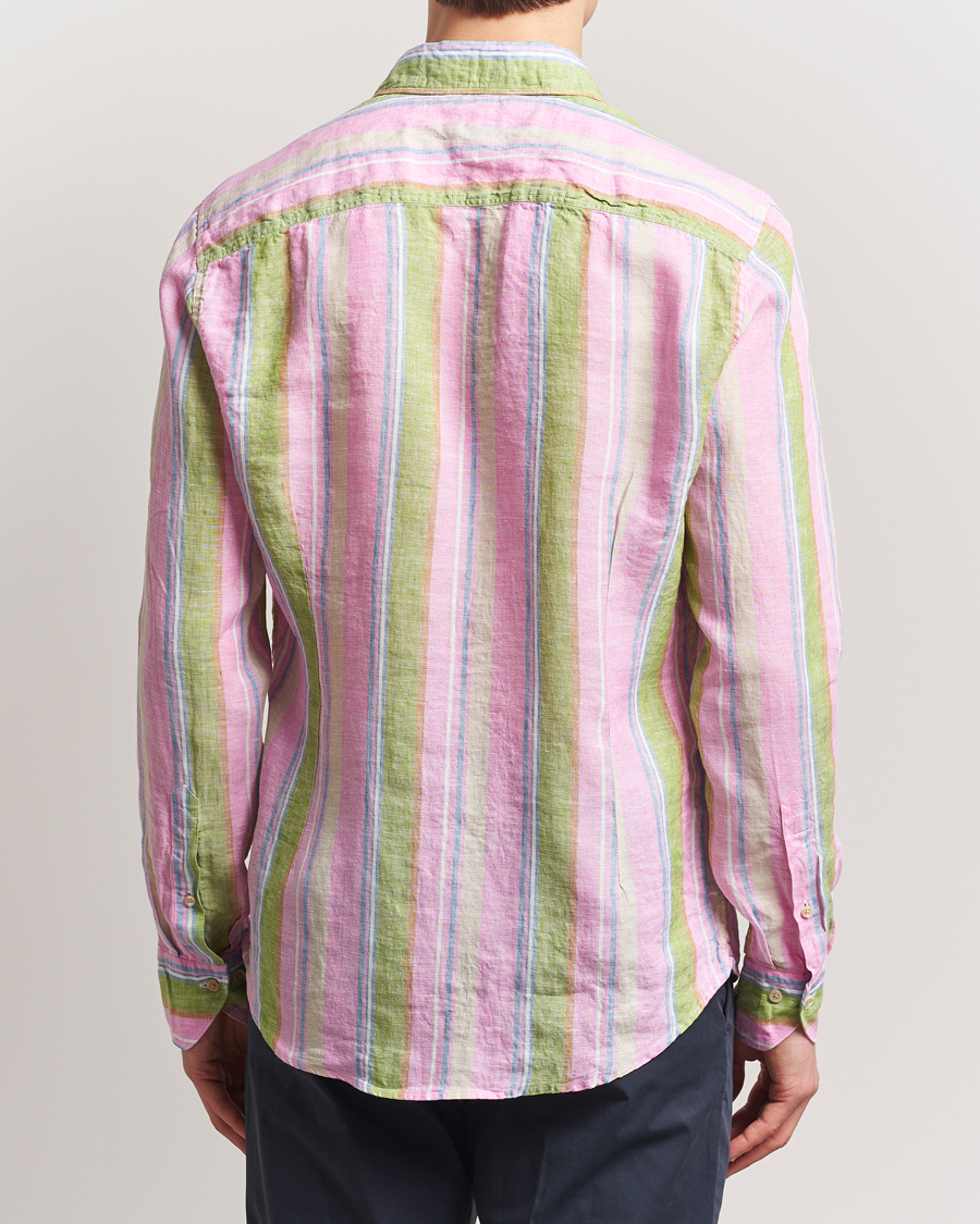 Stenströms Slimline Multi Striped Linen Shirt Pink