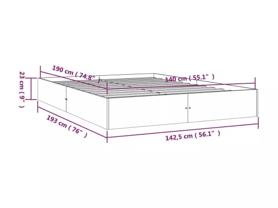 Cadre de lit bois massif 140x190 cm